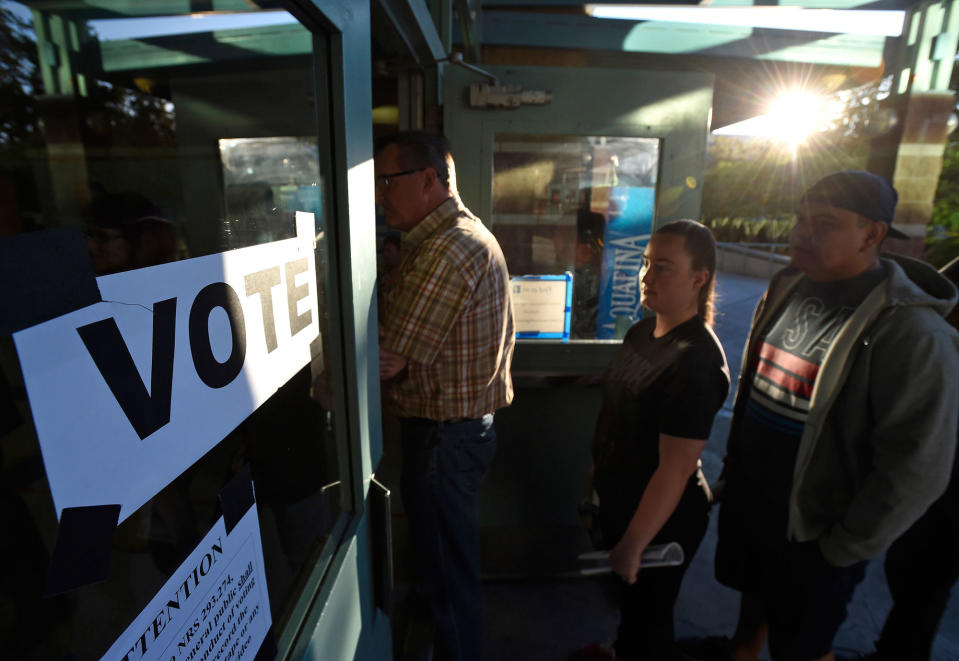 Entering a polling staton in Las Vegas, Nev.