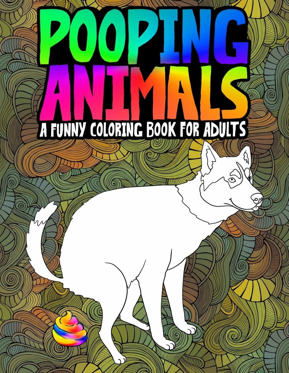 pooping animals coloring book, funny coloring book