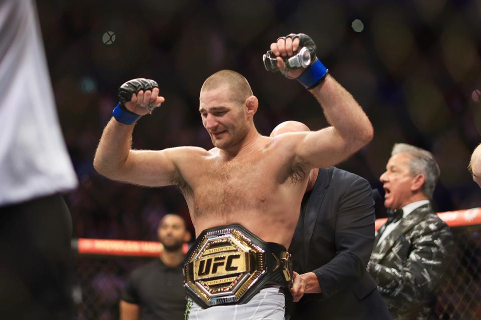 A tearful Sean Strickland is crowned UFC middleweight champion (Getty Images)