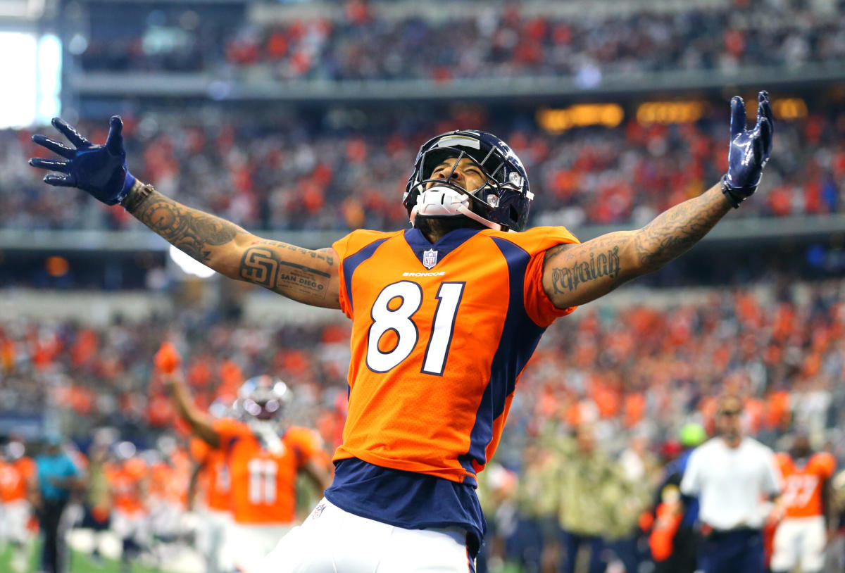 Denver Broncos wide receiver Tim Patrick (81) against the New York