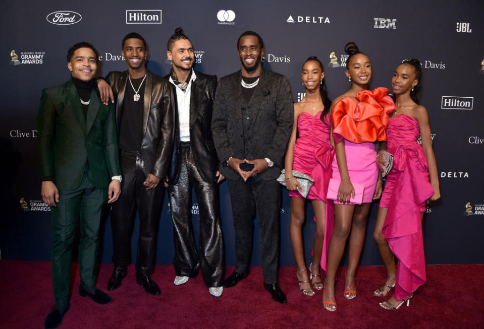 BEVERLY HILLS, CALIFORNIA – JANUARY 25: (L-R) Justin Dior Combs, Christian Casey Combs, Quincy Taylor Brown, Sean “Diddy” Combs, D’Lila Star Combs, Chance Combs and Jessie James Combs attend the Pre-GRAMMY Gala and GRAMMY Salute to Industry Icons Honoring Sean “Diddy” Combs on January 25, 2020 in Beverly Hills, California. (Photo by Gregg DeGuire/Getty Images for The Recording Academy)