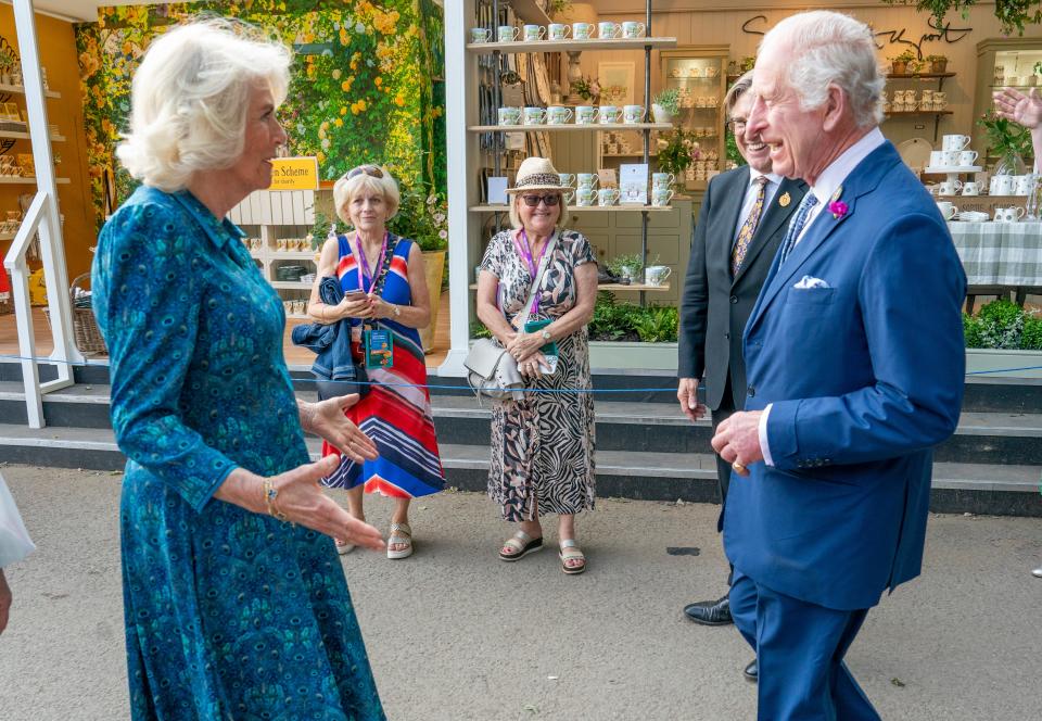 Queen Camilla makes Bridgerton admission during Chelsea Flower Show visit. (Arthur Edwards/The Sun/PA Wire)