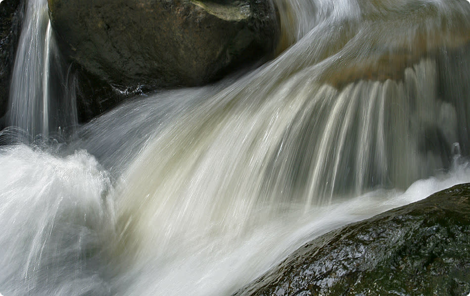 This waterfall's brocade is woven by so many gossamer threads frozen in the blink of an eye.