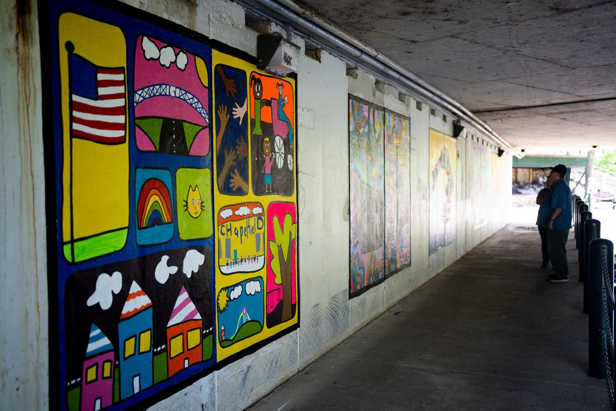 New murals at Creekside park under the bridge in Gahanna have come under controversy because one of the murals, which is not up yet due to the controversy, contains a Black Lives Matter reference.