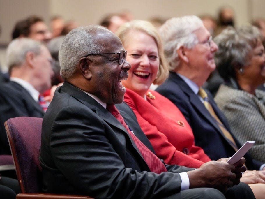 Clarence Thomas and his wife Virginia Thomas laughing