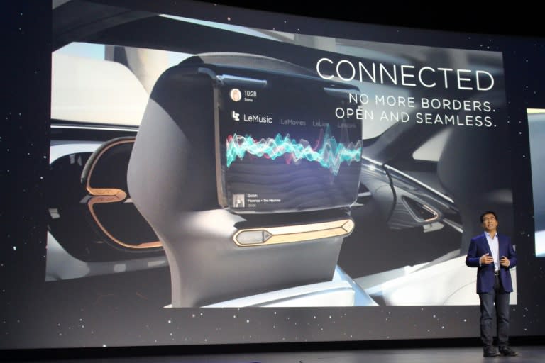 LeEco co-founder Lei Ding provides details about development of self-driving electric cars synched to the internet, in San Francisco, on October 19, 2016