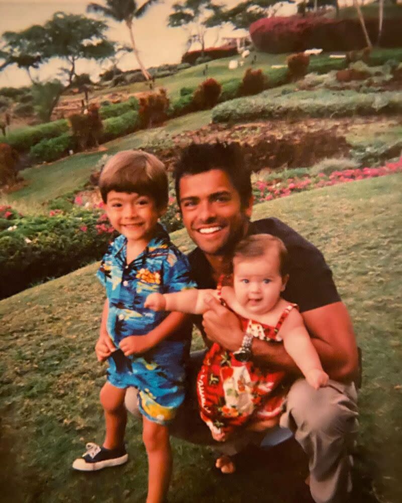 Mark Consuelos with son Michael and daughter Lola | Kelly Ripa/Instagram