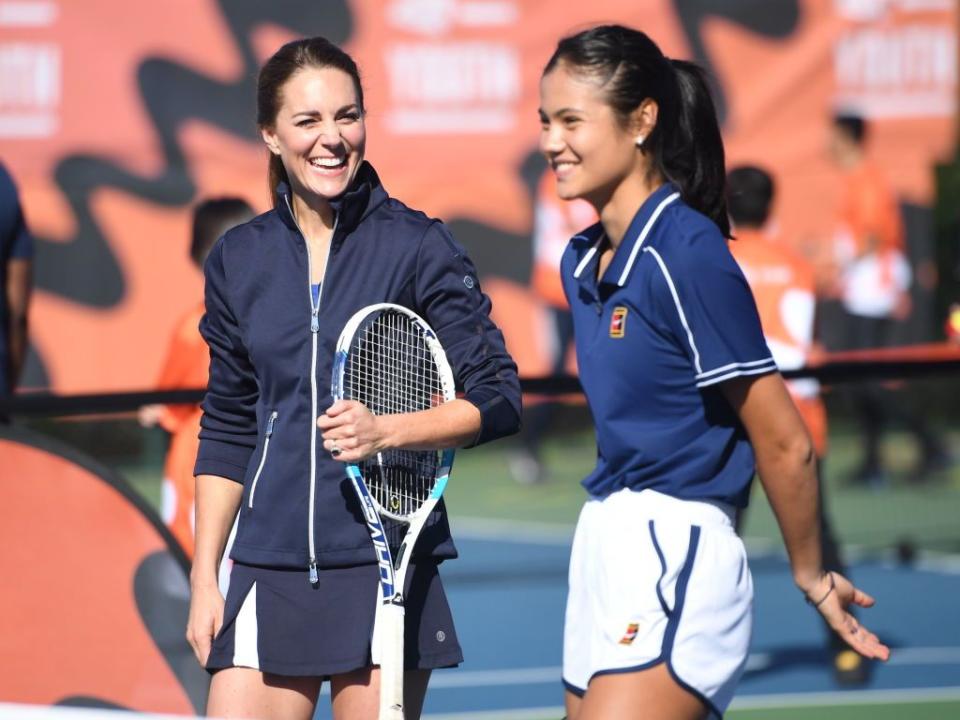 kate middleton playing tennis with emma raducanu