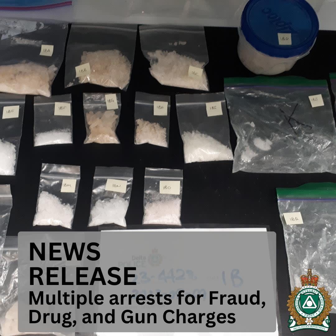 The Delta Police Department said they seized drugs worth more than $1 million in a bust last year when their officers were doing a fraud investigation. (Submitted by Delta Police Department - image credit)