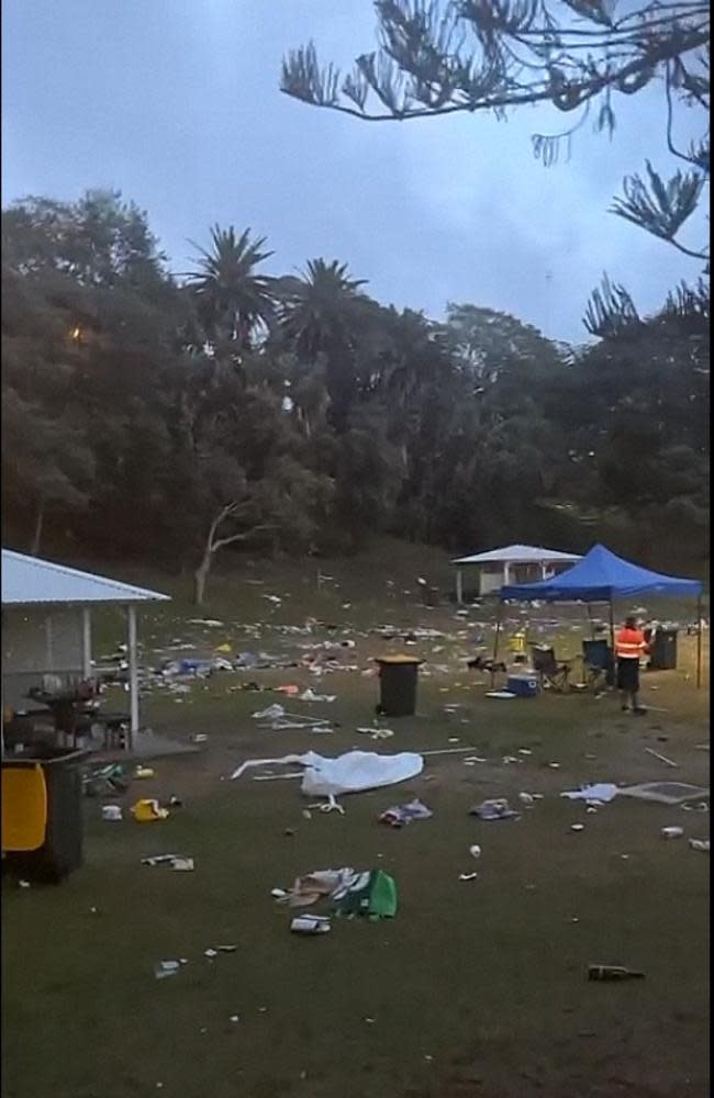 Pictured is the masses of garbage left by thousands of revellers who decended on Bronte Beach for Christmas Day celebrations. Picture: NCA NewsWire