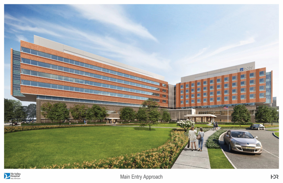 A rendering showing the proposed Valley Hospital location in Paramus.