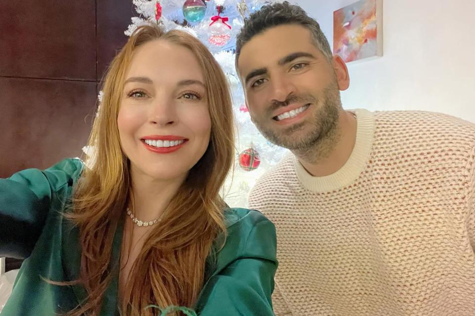 Lindsay Lohan Smiles with Husband Bader Shammas for Holiday Selfie