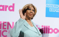 <p>Franklin at the Billboard Women in Music at Cipriani Wall Street, in New York, in 2014. (Rex) </p>