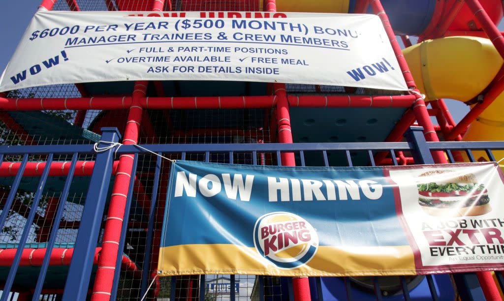 Burger King now hiring sign