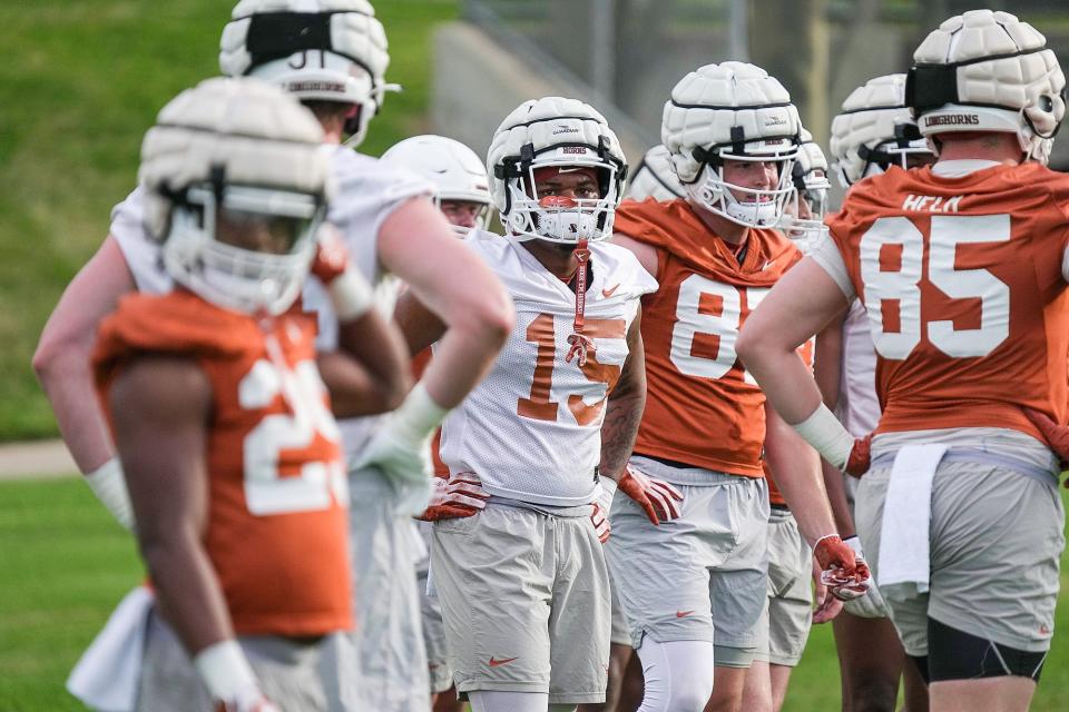 Texas Longhorns football spring practice at the Frank Denius practice fields in Austin,Tuesday, March 19, 2024.