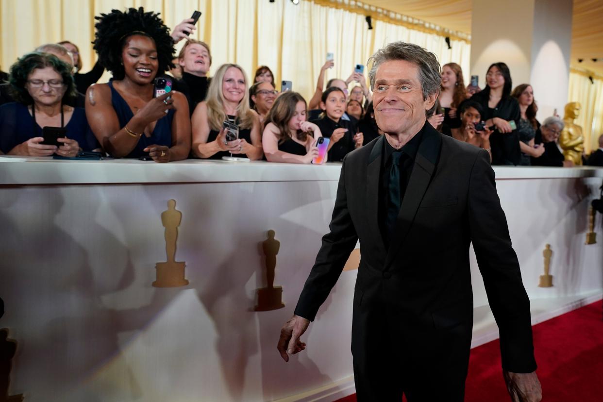 Willem Dafoe on the red carpet at the 96th Oscars at the Dolby Theatre at Ovation Hollywood in Los Angeles on Sunday, March 10, 2024.