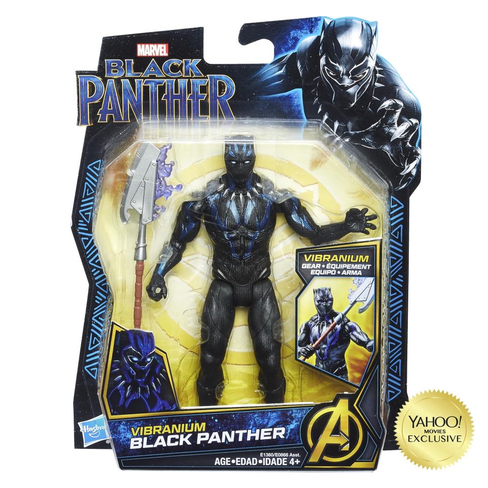 <p>“Bring the action from Wakanda to life in 6-inch scale! Featuring movie-inspired design and seven points of articulation, kids can create superhero and villain scenes featuring Black Panther, Erik Killmonger, Shuri, and Vibranium Suit Black Panther. Includes character-inspired, Vibranium-charged accessories. Each figure sold separately.” $9.99 each (Photo: Hasbro) </p>