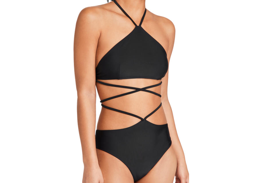 bathing suit, black, cutout, devon windsor