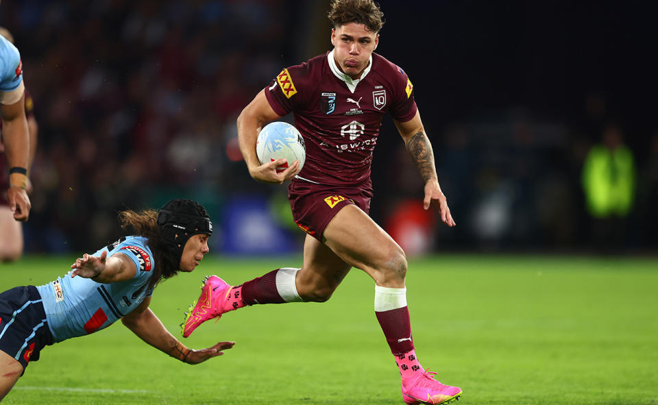 Reece Walsh in action for Queensland against NSW.