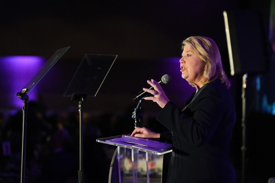 Rep. Debbie Lesko, R-Ariz., seen here speaking at an Arizona Chamber of Commerce and Industry event at the Arizona Biltmore April 6, 2023, in Phoenix., is planning to retire from congress and run for a seat on the Maricopa Couty Board of Supervisors.