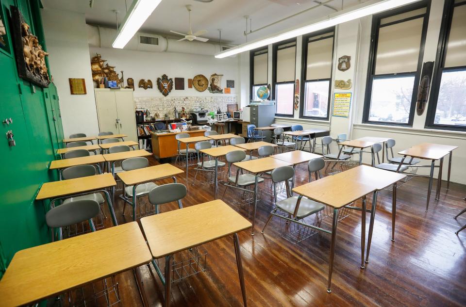 A cramped classroom at Jarrett Middle School.