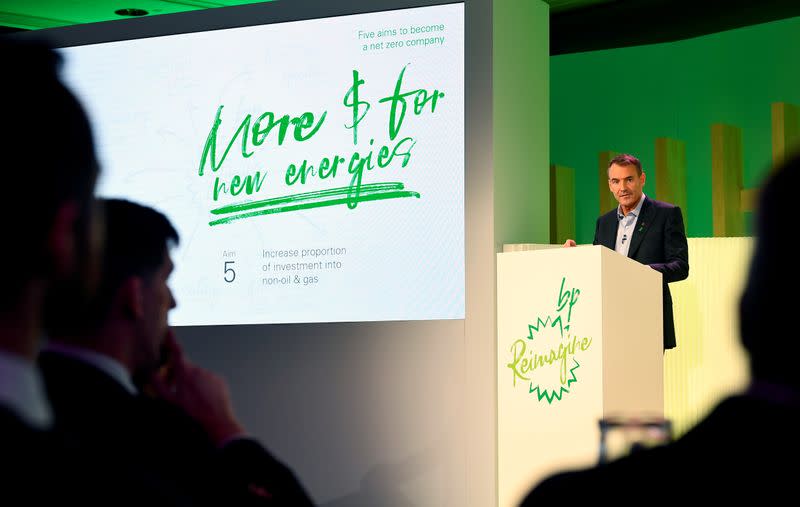 FILE PHOTO: BP's new Chief Executive Bernard Looney gives a speech in central London
