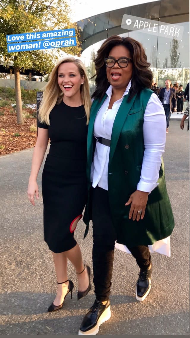 Witherspoon and Oprah at Apple Event in California in March 2019