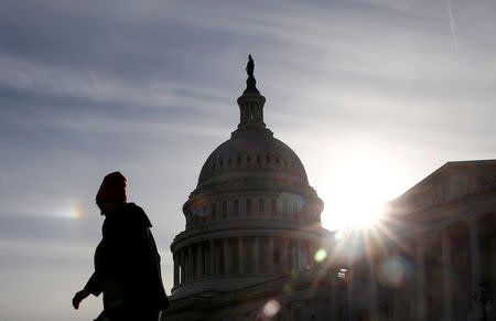 A visitor walks by the U.S. Capitol on day 32 of a partial government shutdown as it becomes the longest in U.S. history in Washington, U.S., January 22, 2019. REUTERS/Jim Young/File Photo