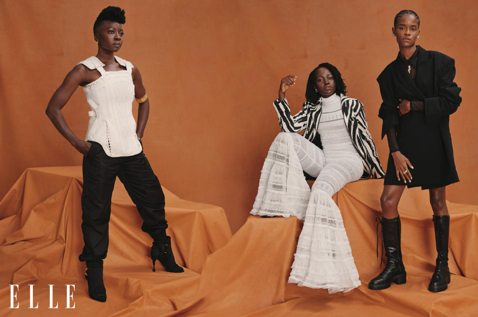 Lupita Nyong’o, Letitia Wright and Danai Gurira star on the cover of Elle UK’s November issue (Shaniqwa Jarvis/Elle UK/PA)