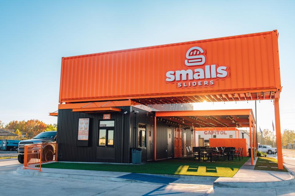 Smalls Sliders locations use a modular construction design, think metal shipping containers stacked on one another.