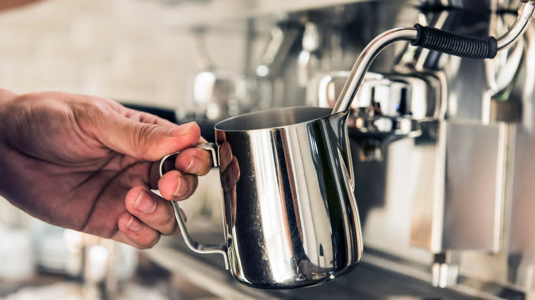 steaming milk with espresso machine