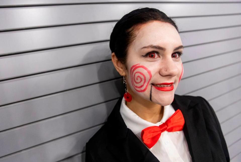 Sophia Ware, 18, cosplays as Billy the Puppet from Saw during Florida Supercon 2023 on Friday, June 30, 2023, in Miami Beach, Fla.