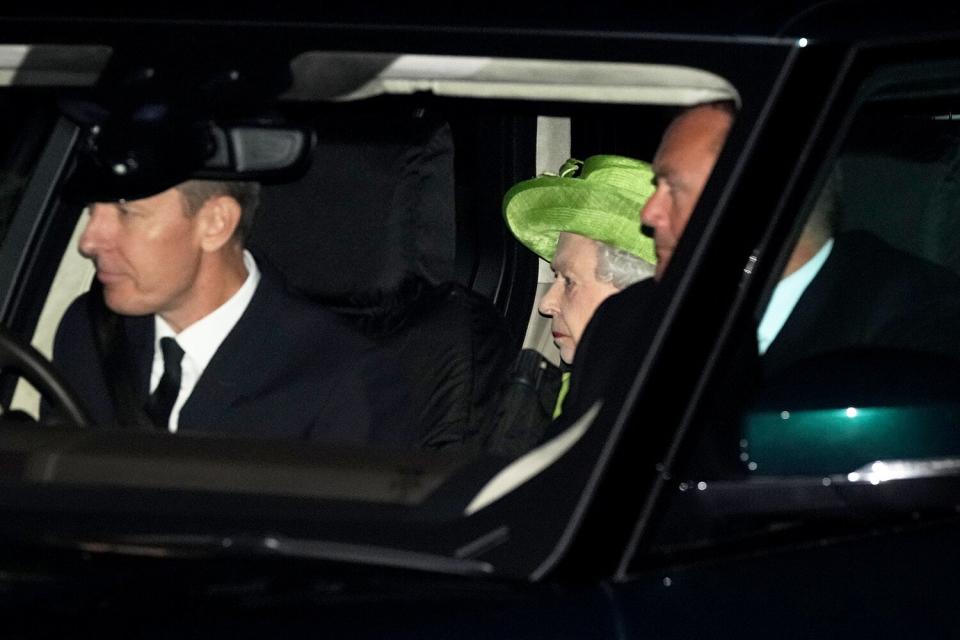 Pictured: The Queen attends the Royal Christening at the Royal Chapel of All Saints, Windsor Great Park, Windsor, Berkshire, UK, on the 21st November 2021.