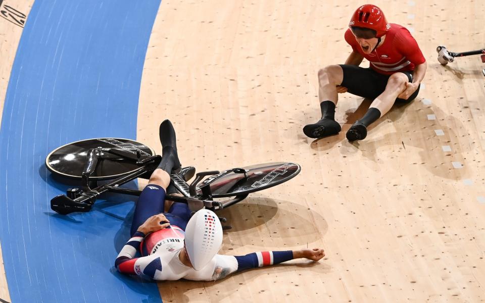 rederik Madsen of Denmark and Charlie Tanfield of Great Britain crash - Alex Broadway