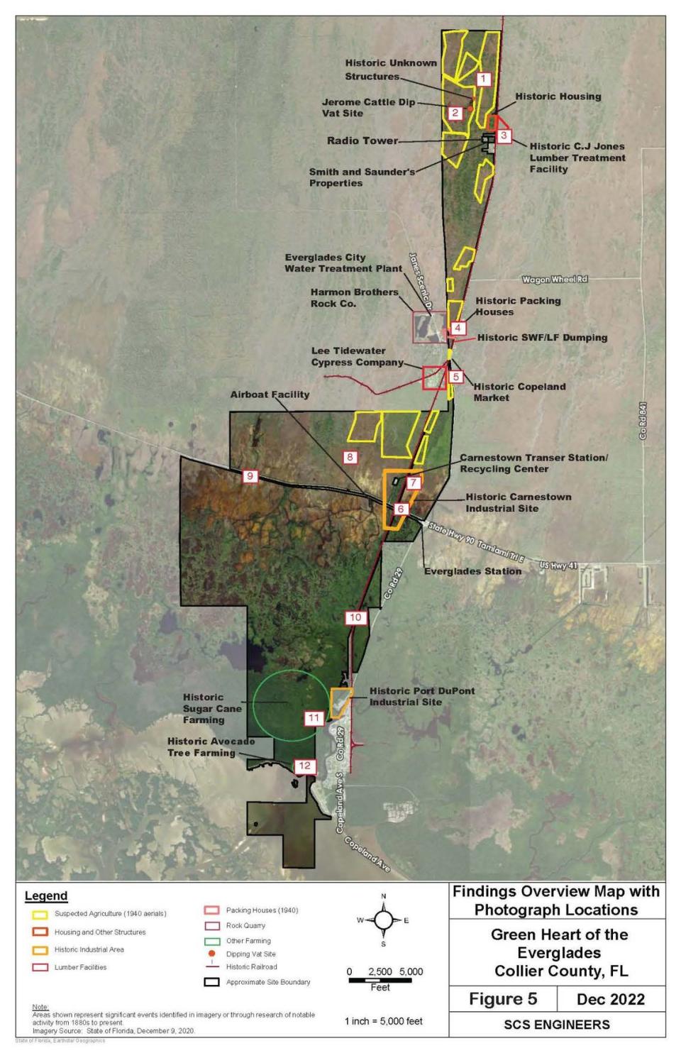 Mapa de la compra del Green Heart of the Everglades en diciembre de 2022, incluido en un informe de evaluación ambiental previo a la venta.