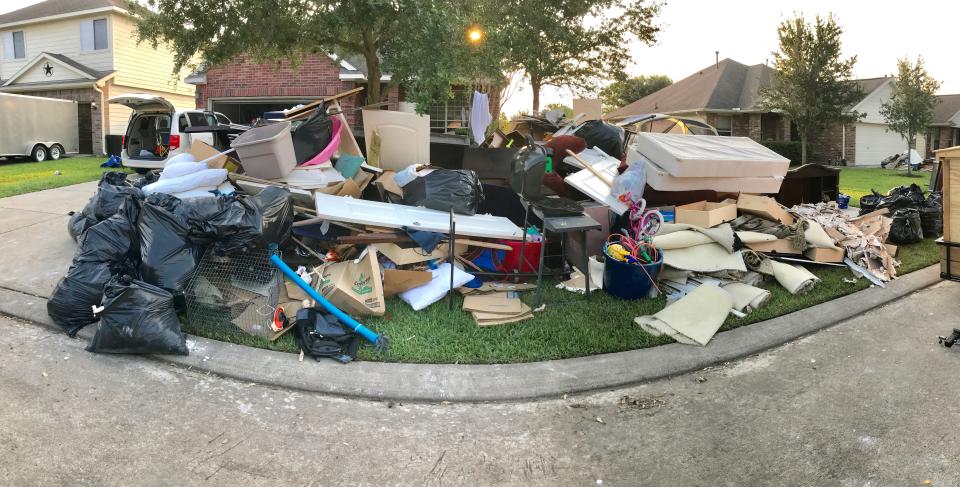 The Rocha family’s home in Dickinson, Texas, in the aftermath of Hurricane Harvey. Photo courtesy of Ashley Rocha.