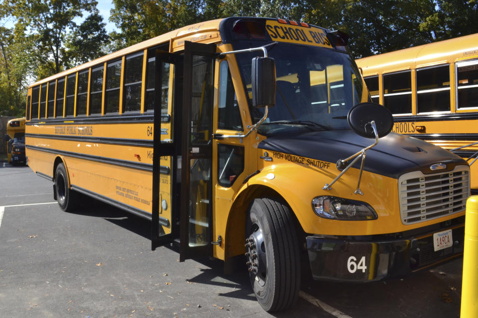 An iconic, yellow, American school bus. (Source: AP)