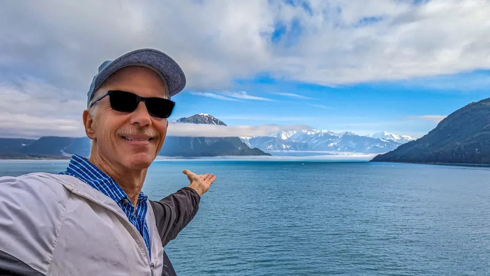 Michael in front of Hubbard Glacier