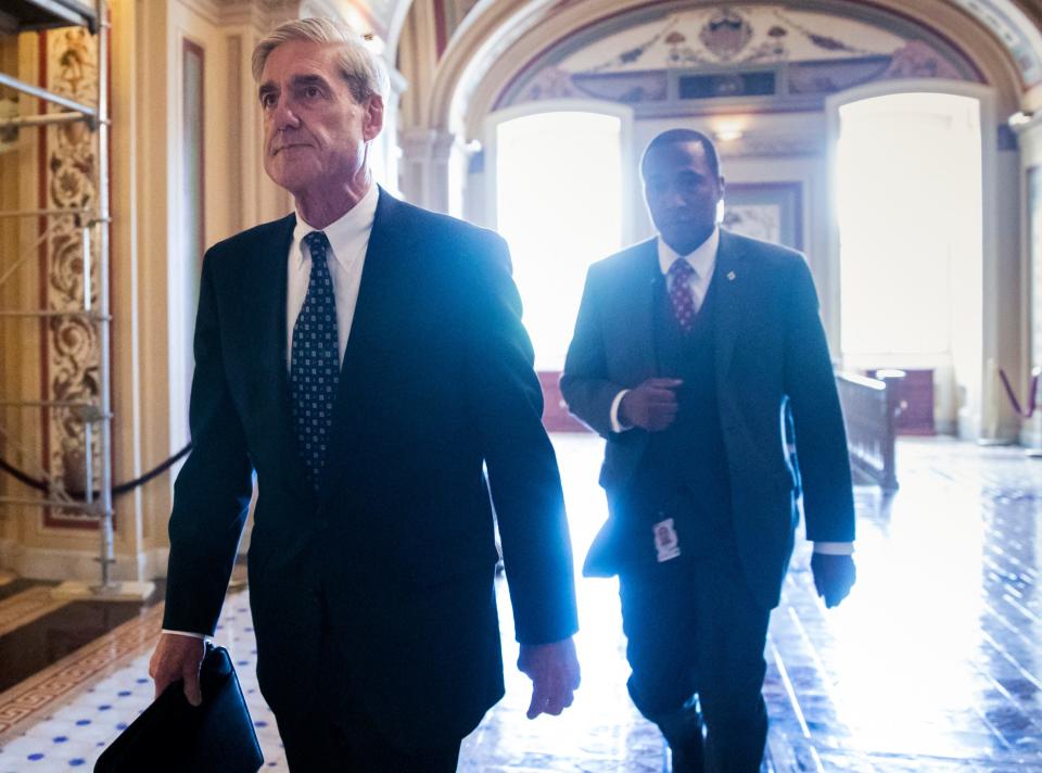 In this June 21, 2017, file photo, special counsel Robert Mueller departs the Capitol after a closed-door meeting with members of the Senate Judiciary Committee about Russian meddling in the election and possible connection to the Trump campaign in Washington.