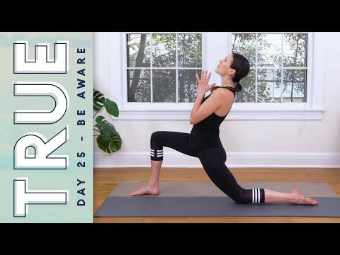 <p><strong>How long? </strong>25 minutes<br></p><p>Short on time? Slip in this vinyasa flow to work up a sweat and work out your hips, glutes and thighs. </p><p><a href="https://www.youtube.com/watch?v=TD11NVuHGVo&index=27&list=PLui6Eyny-UzwIo3OBXV_KlsWaxUANvWhh" rel="nofollow noopener" target="_blank" data-ylk="slk:See the original post on Youtube;elm:context_link;itc:0;sec:content-canvas" class="link ">See the original post on Youtube</a></p>
