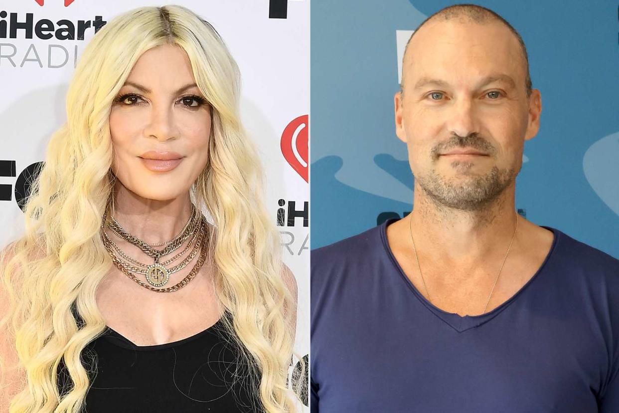 <p>FOX via Getty, Kevin Winter/Getty </p> Tori Spelling (left) and Brian Austin Green (right)