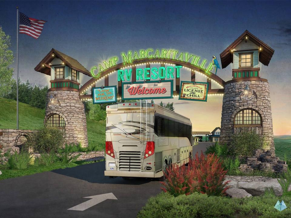 sketch of the entrance into a Camp Margaritaville