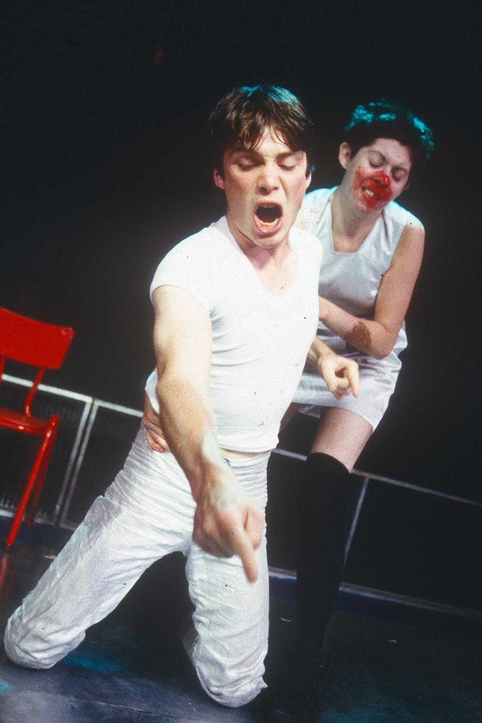 Early acclaim: Murphy alongside Eileen Walsh in a 1997 production of ‘Disco Pigs’ (Alastair Muir/Shutterstock)