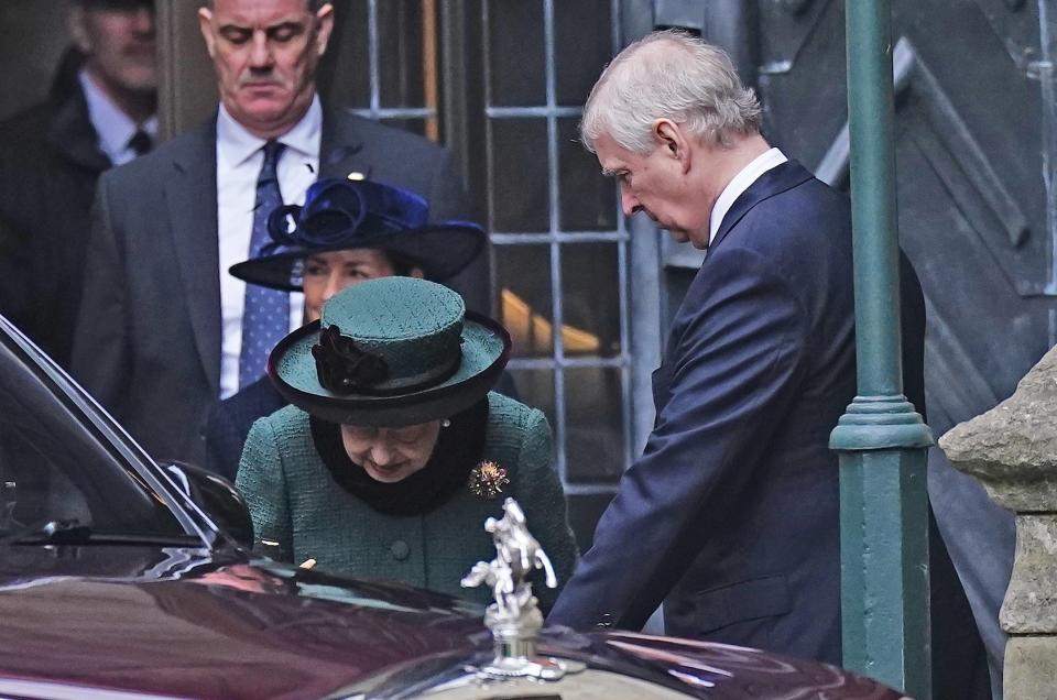 The Queen and Prince Andrew leaving Westminster Abbey