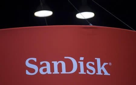The Sandisk Corporation logo is seen as part of a display at the Microsoft Ignite technology conference in Chicago, Illinois, May 4, 2015. REUTERS/Jim Young -
