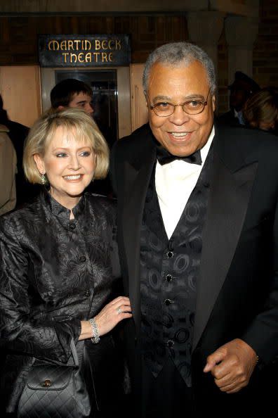 2003: Actor James Earl Jones and his wife, Cici Jones, arrive November 23, 2003, for the opening night of the Broadway musical Wonderful Town at the Martin Beck Theater in New York City.