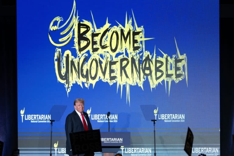 El expresidente Donald Trump, en la convención nacional del Partido Libertario de EEUU, en Washington, el 25 de mayo de 2024 (Jim Watson)