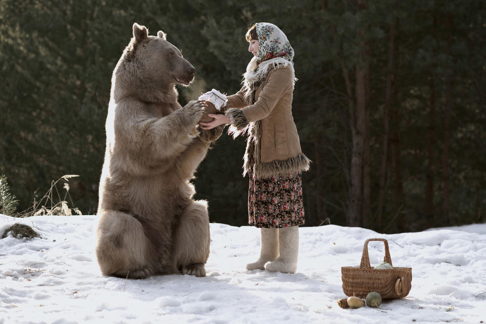 Sasha with a bear