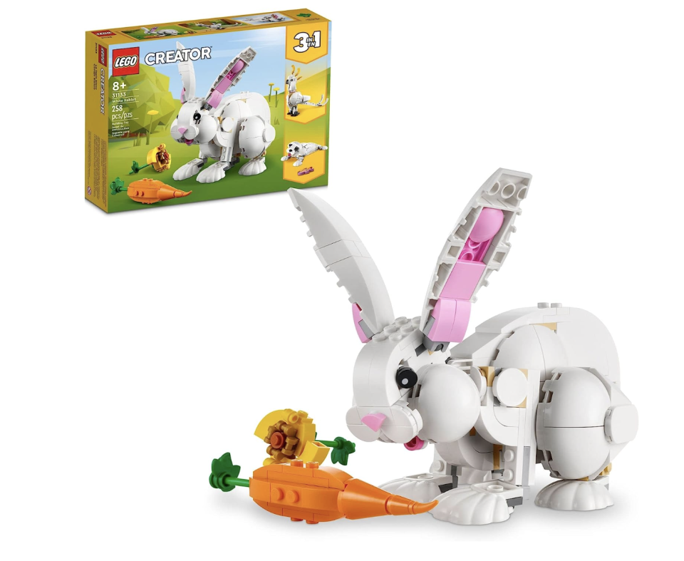 <p><a href="https://www.amazon.com/LEGO-Creator-Building-Figures-Stuffers/dp/B0BBSL6DG5/ref=sr_1_4?tag=syn-yahoo-20&ascsubtag=%5Bartid%7C10050.g.30680639%5Bsrc%7Cyahoo-us" rel="nofollow noopener" target="_blank" data-ylk="slk:Shop Now;elm:context_link;itc:0;sec:content-canvas" class="link ">Shop Now</a></p><p>Lego Creator Bunny Rabbit Set </p><span class="copyright">Lego</span>