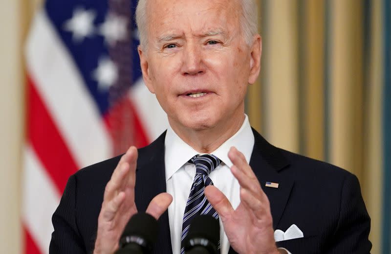 FILE PHOTO: U.S. President Biden discusses implementation of American Rescue Plan at the White House in Washington